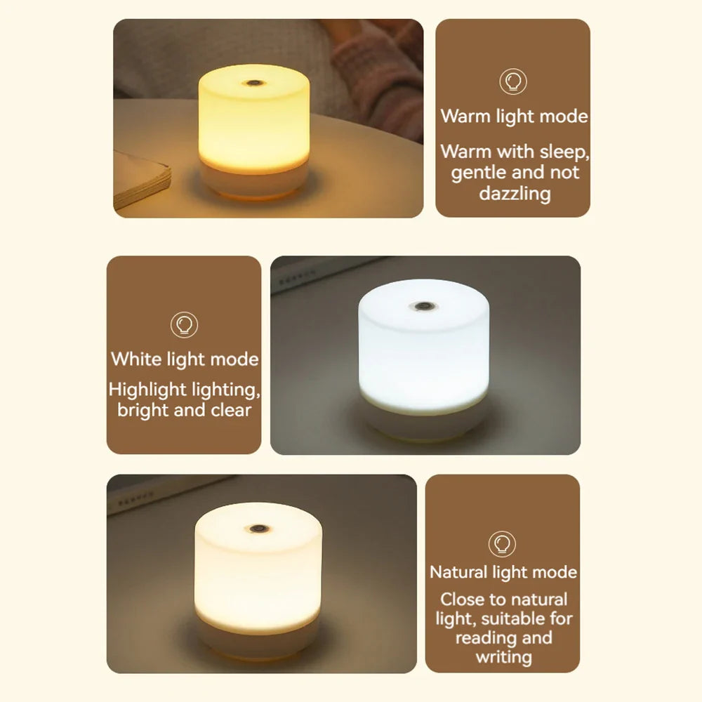 USB Touch Control Bedside Lamp with Dimmable Reading Light