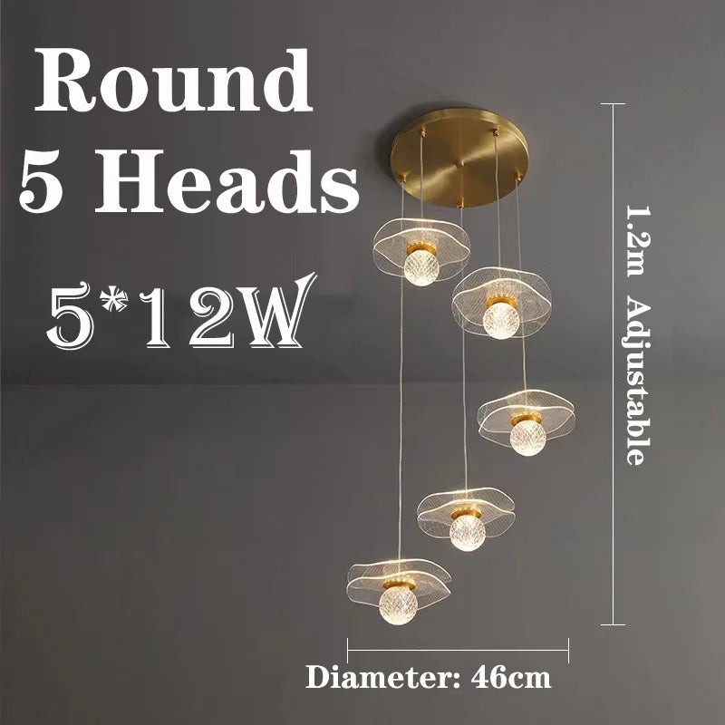 Custom LED Crystal Lotus Leaf Pendant Light