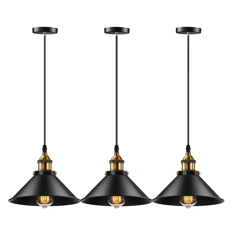 Vintage Industrial Edison Pendant Lights - E27 Base (Set of 3)