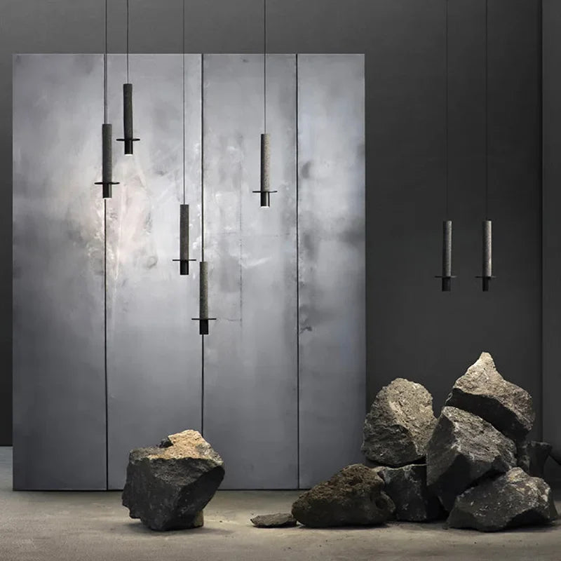 Marble Pendant Light with Metal LED Shade