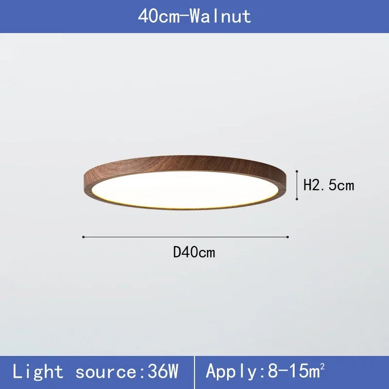 Modern Circular LED Wood Grain Ceiling Light