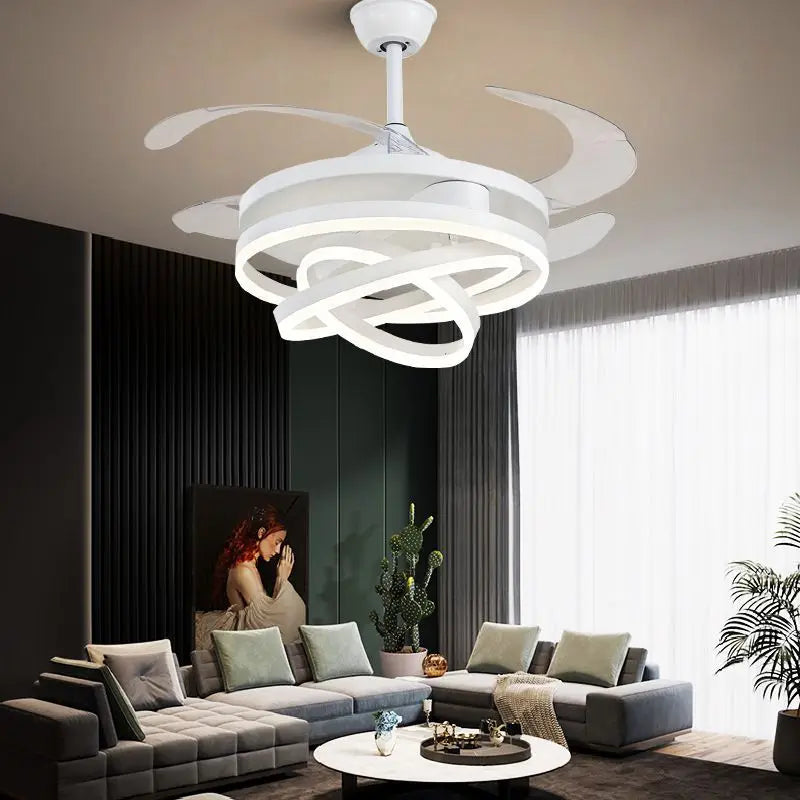 Modern Ceiling Fan with LED Lights and Rechargeable Remote