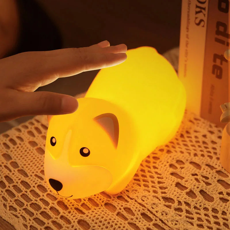 Touch Sensor LED Night Light - Cute Silicone Dog for Kids