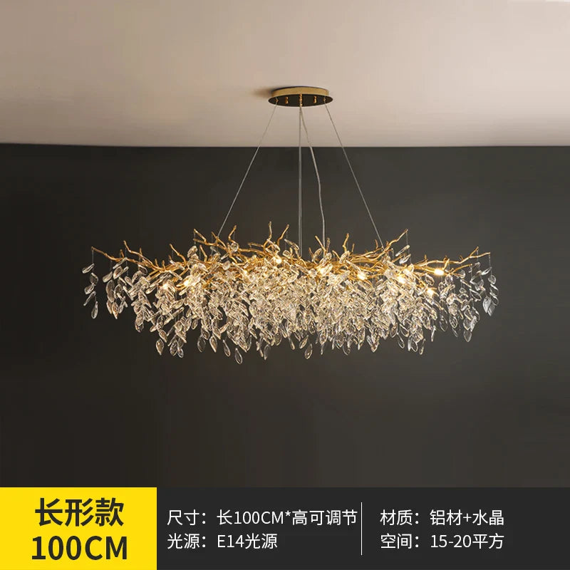 Modern Clear Crystal Chandelier with Adjustable Metal Lighting