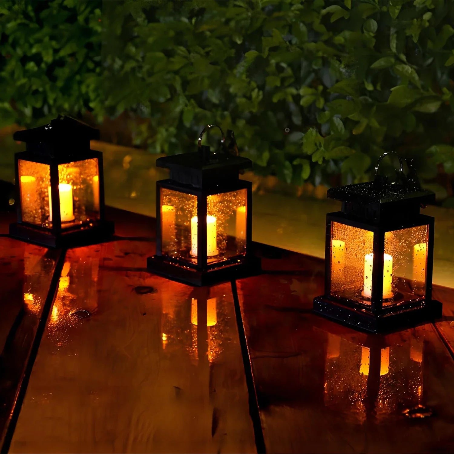 Solar LED Candle Lantern for Outdoor Garden Lighting with Hook
