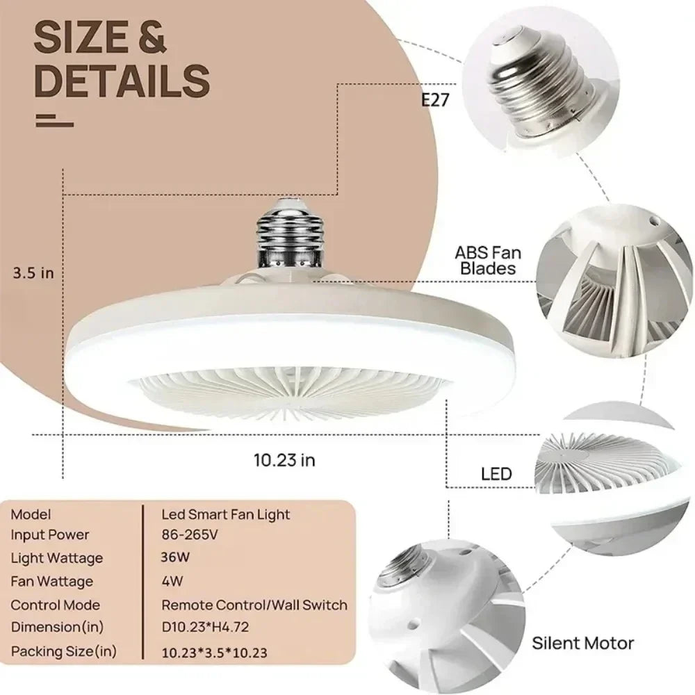 Smart LED Ceiling Light with Fan and Remote Control