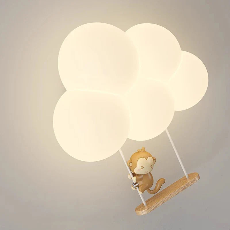 Minimalist LED Wall Appliques - Monkey, Rabbit, Cloud for Kids