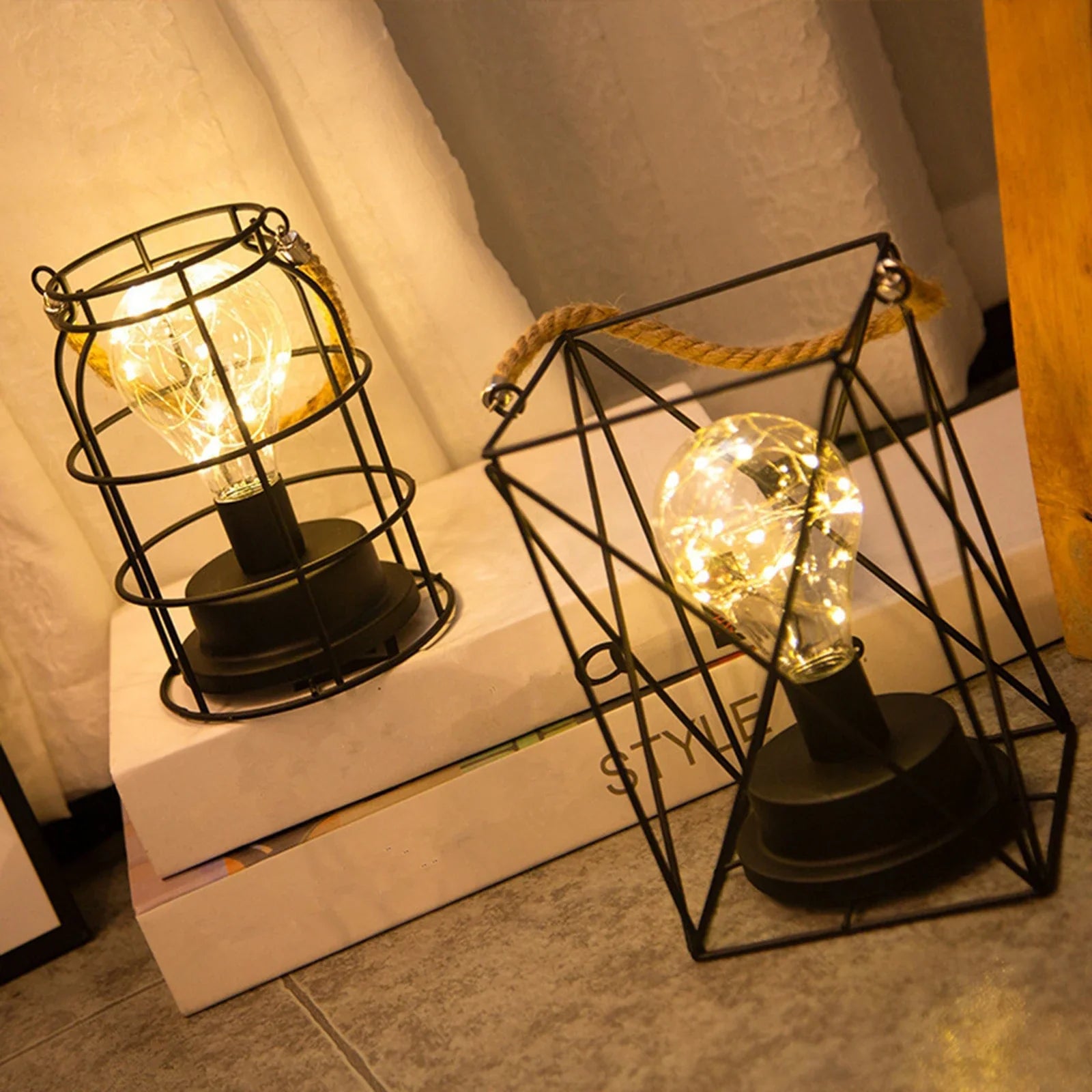 Vintage Wrought Iron Table Lamp for Reading & Night Light