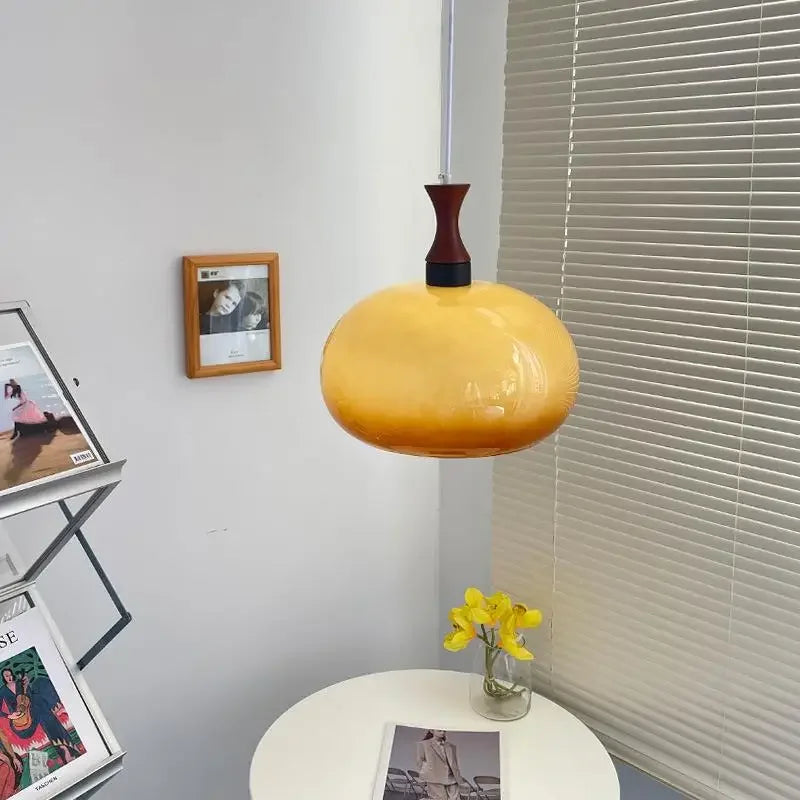 Retro Japanese Medieval Bauhaus Glass Pendant Light for Living Room, Bedroom, Office, Bar