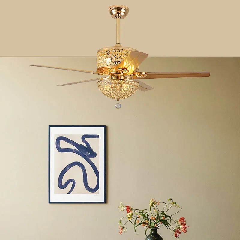 Crystal Ceiling Fan with Remote Control and Lights