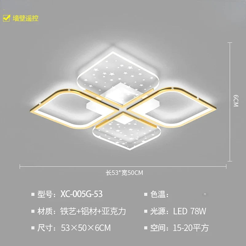 Modern LED Starry Sky Four-Leaf Grass Chandelier