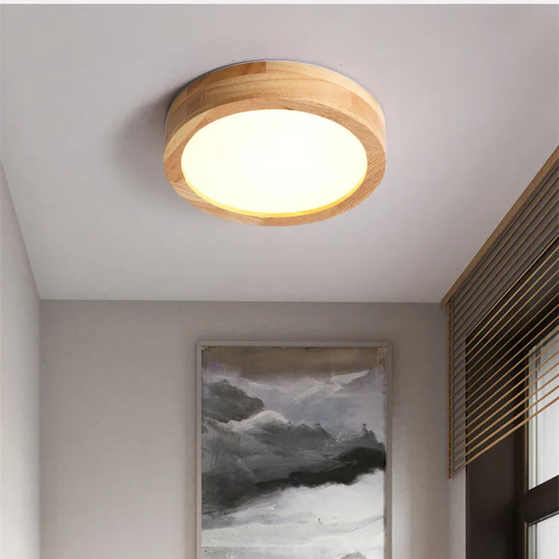 Solid Wood Round Ceiling Light Fixture