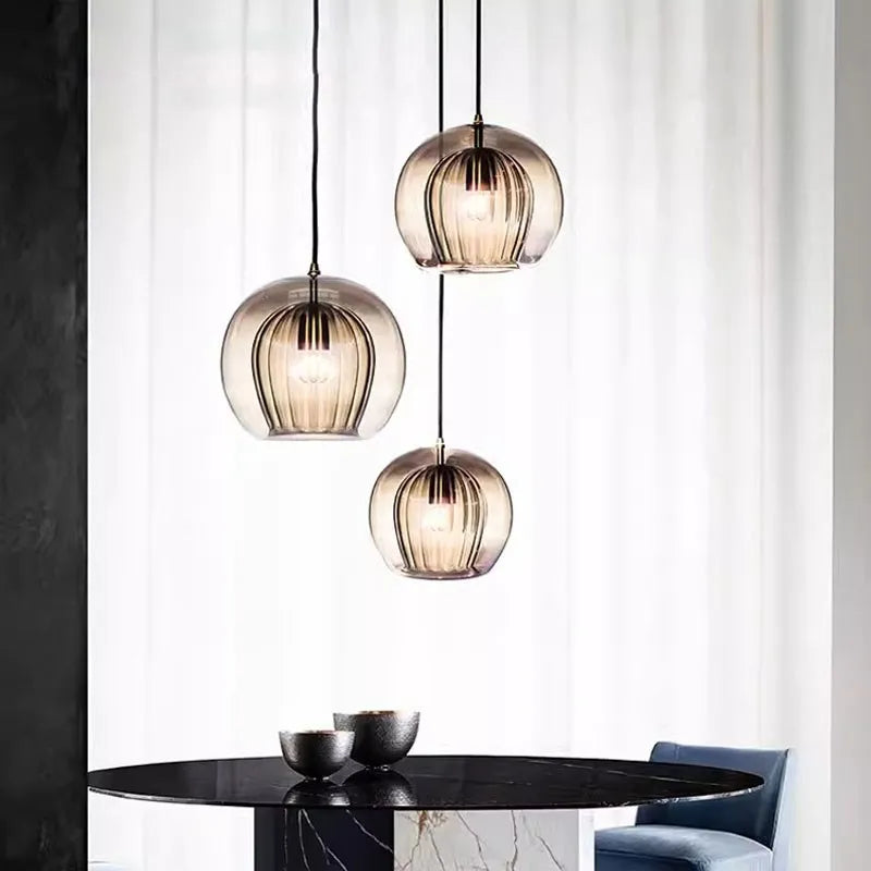 Smoke Gray Nordic Design Glass LED Pendant Light