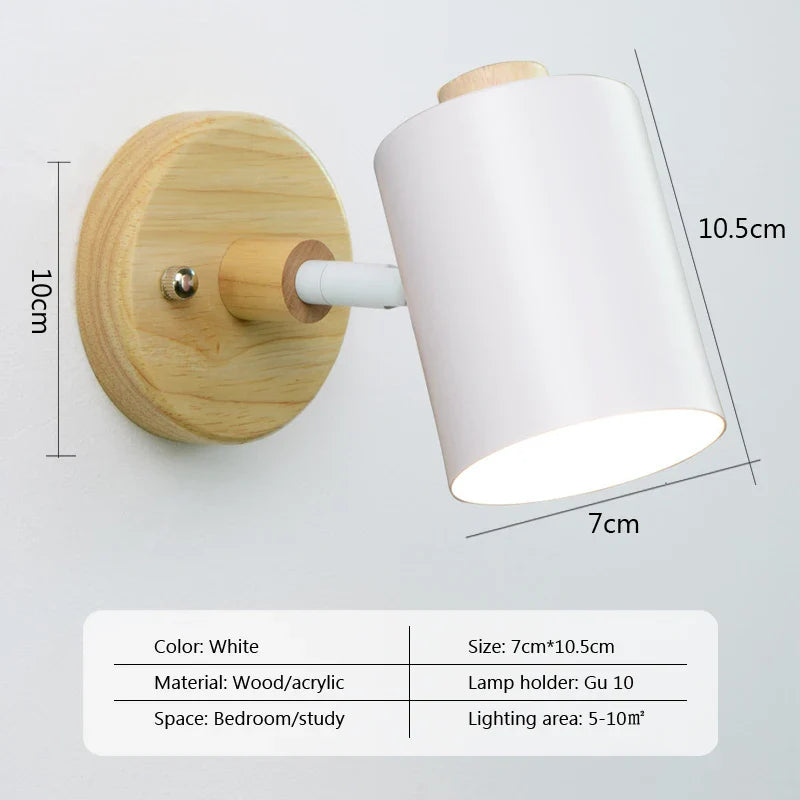 Nordic Wall Sconce Nightstand Lamp with Switch EU/UL Plug Gu10 Modern Bedroom Decor