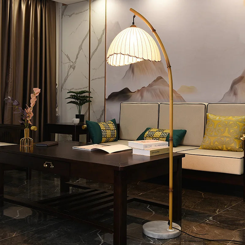 Wabi Sabi LED Floor Lamp - Nordic Bamboo & Metal Design