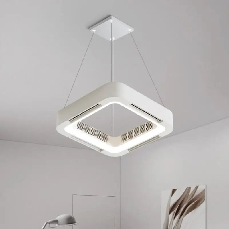 Smart White Square Ceiling Fan with App Control