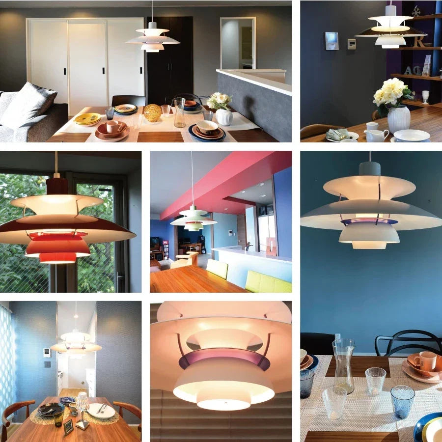 Modern Colorful LED Pendant Umbrella Chandelier for Dining Room, Bar, and Restaurant Lighting