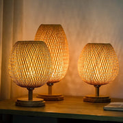 Vintage Bamboo Desk Lamp - Handcrafted Natural Wood