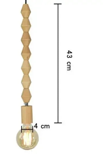 Retro Oak Wood Suspension with Geometric Beads