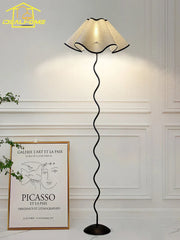 Modern Floral Fabric Floor Lamp