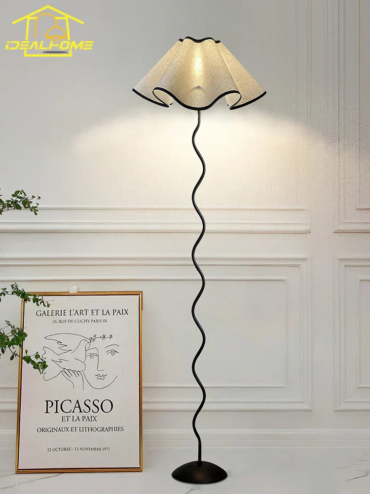 Modern Floral Fabric Floor Lamp