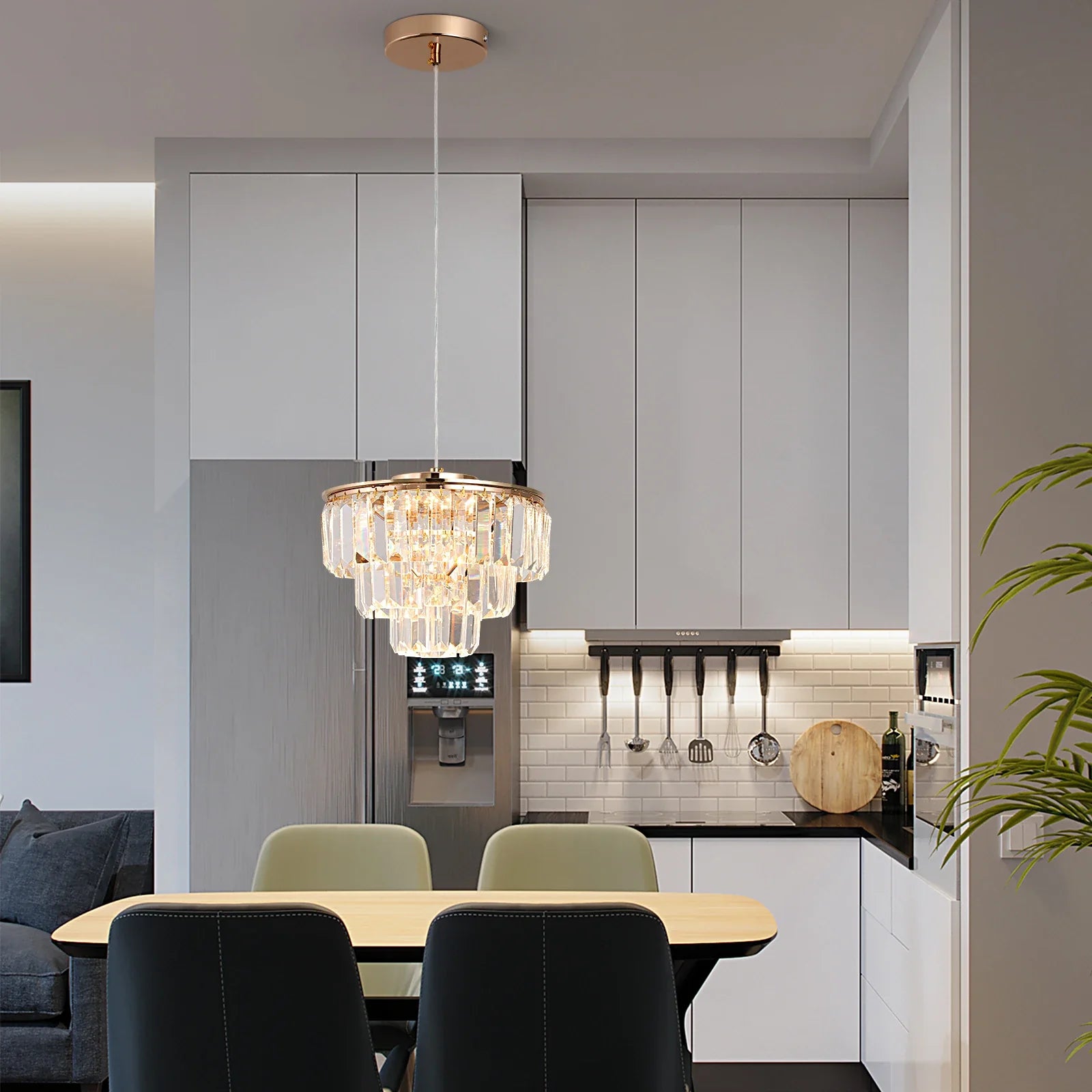 Modern K9 Crystal LED Pendant Light for Home Décor, Kitchen, Dining, and Living Room