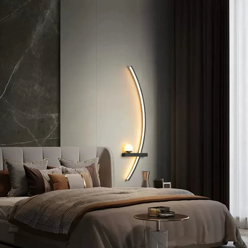 Modern Black LED Wall Sconce - Minimalist Decorative Light for Bedroom, Study, and Home