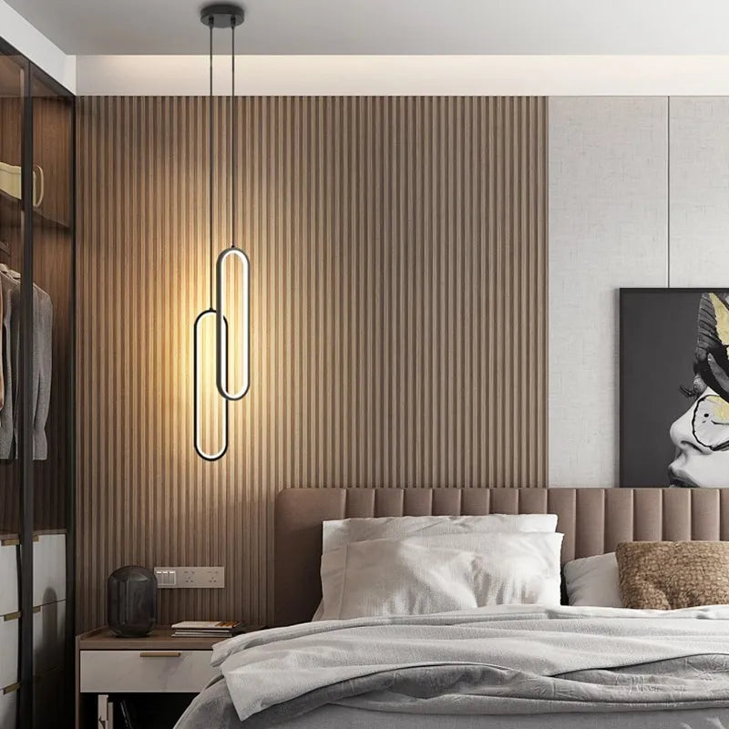 Modern Minimalist LED Pendant Light Chandelier for Bedroom, Restaurant, Living Room - Gold and Black Hanging Fixture