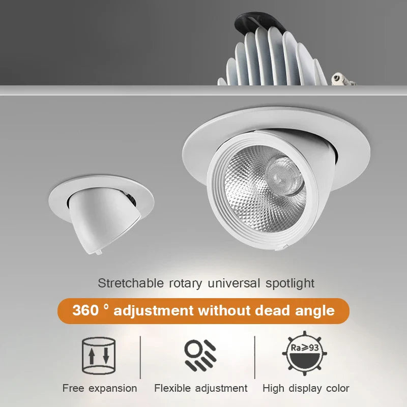 Adjustable 360° Rotation Dimmable LED Recessed Spotlight for Dining & Living Room