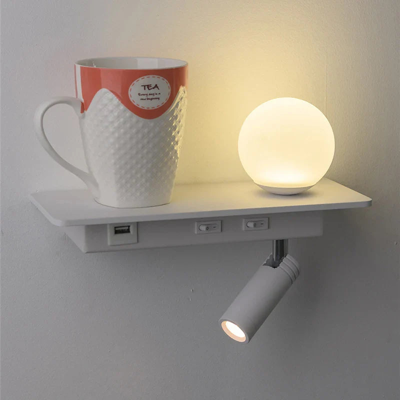 Modern LED Bedside Lamp with Switch and USB Port