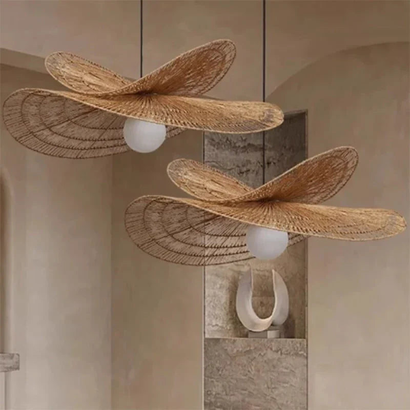Handmade Woven Rattan Wabi-Sabi Pendant Lights for Home, Restaurant, and Creative Spaces
