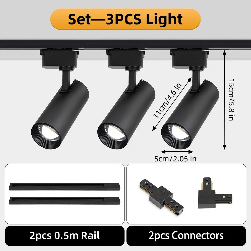 Adjustable Intensity Modern Rail Spot Light for Interior Design