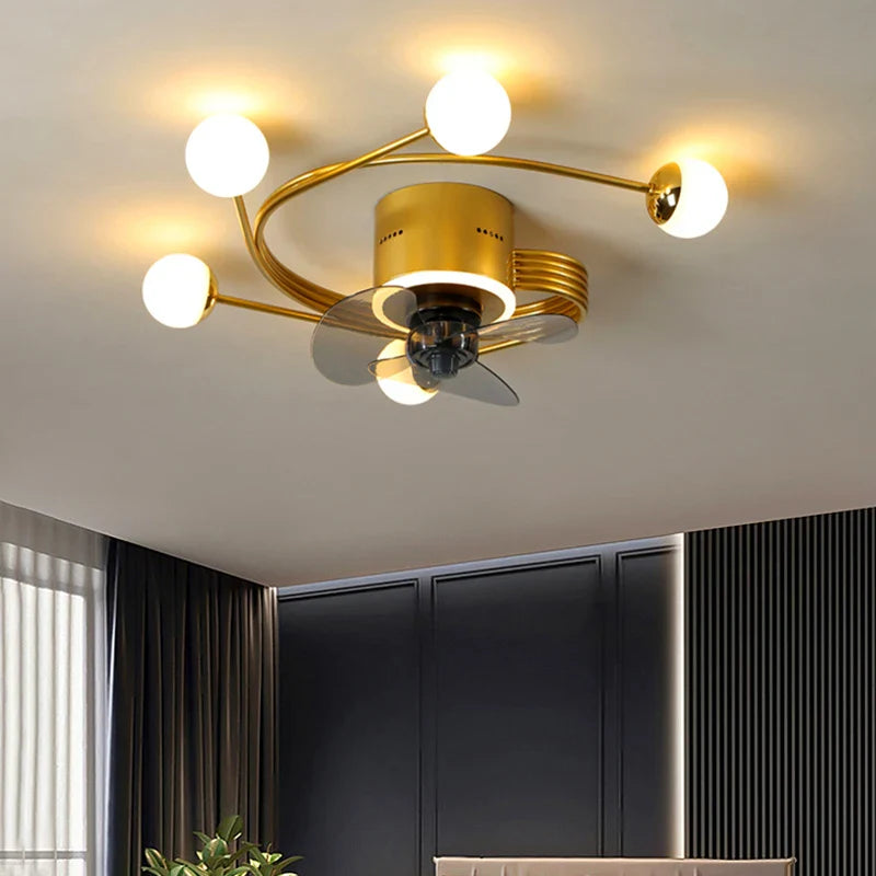 Industrial Ceiling Fan with LED Glass Light
