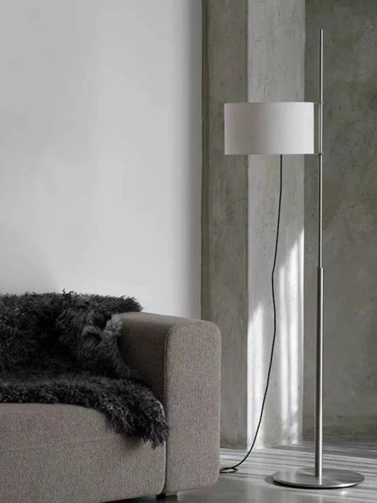 Modern Minimalist Floor Lamp with Retro Fabric Shade