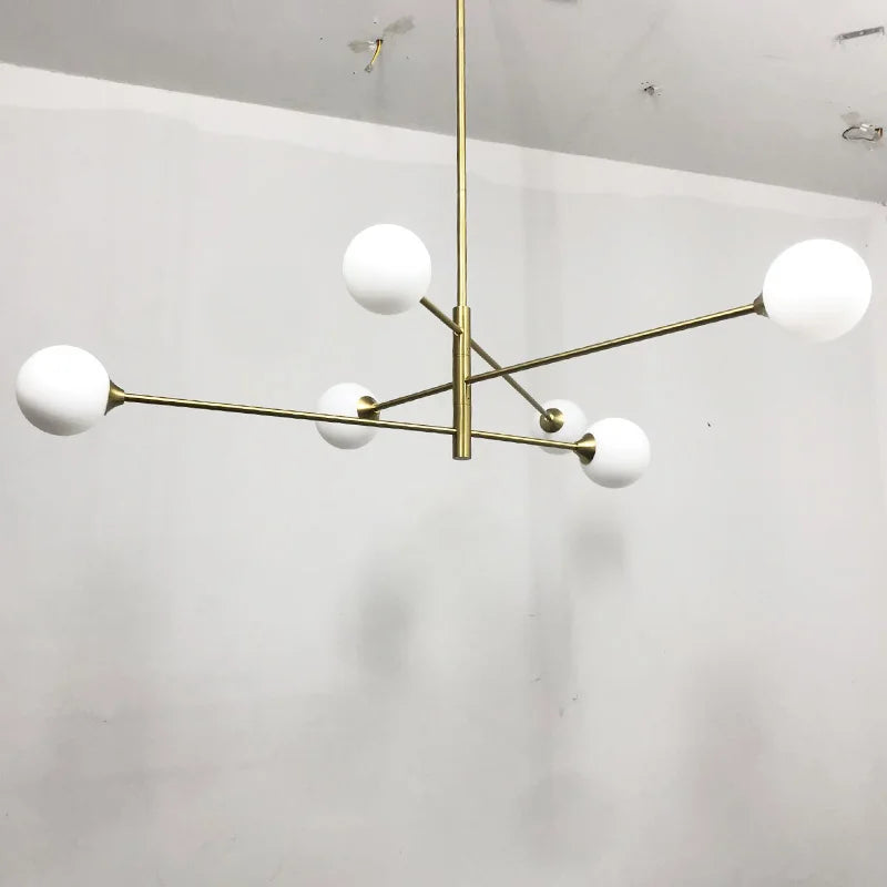 Modern Nordic Brass Glass Chandelier Lighting for Home Decor
