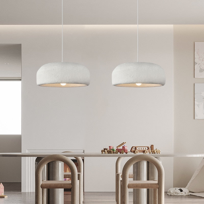 White Round Shade Mango Suspension Lamp Design