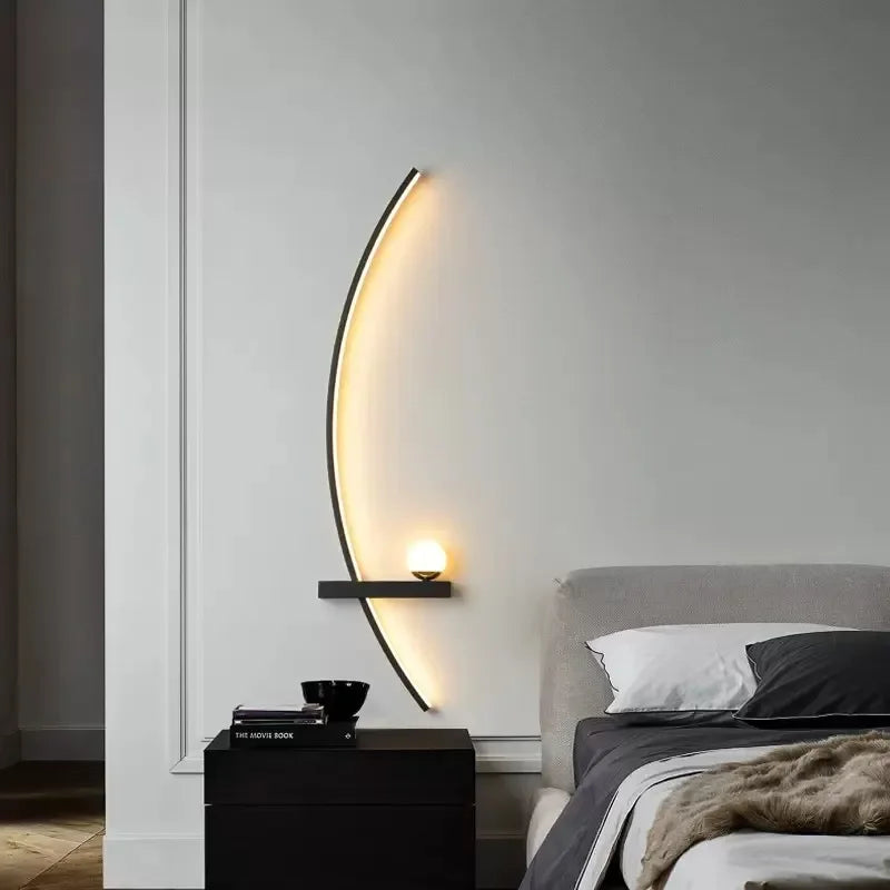 Modern Black LED Wall Sconce - Minimalist Decorative Light for Bedroom, Study, and Home