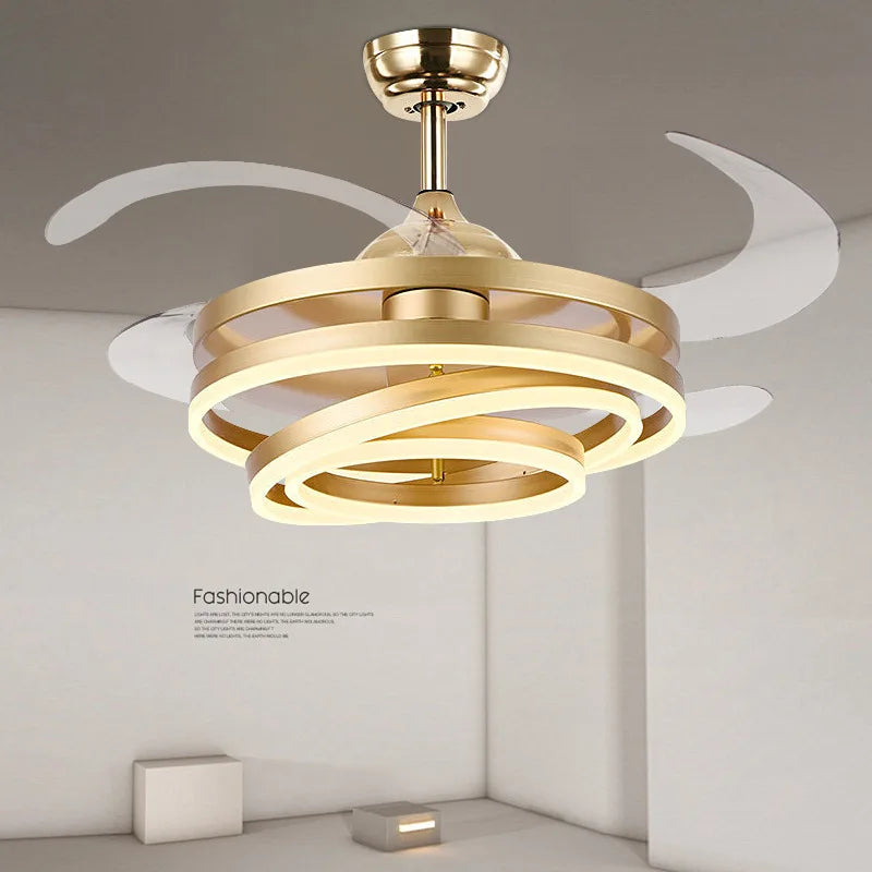 Modern Ceiling Fan with LED Lights and Rechargeable Remote
