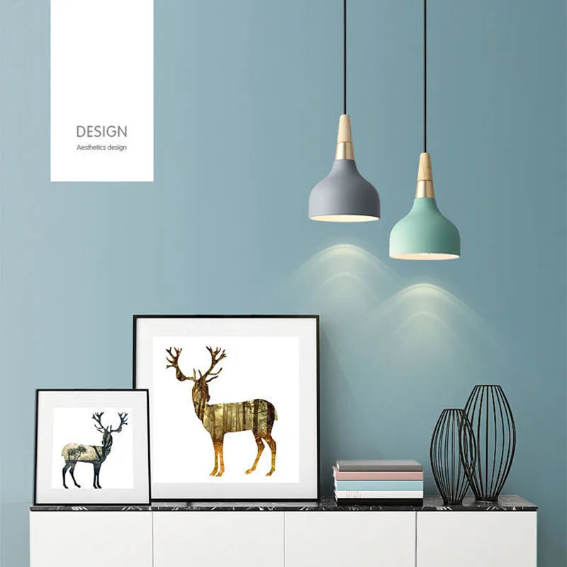 Modern LED Pendant Light with Colorful Metal Shade