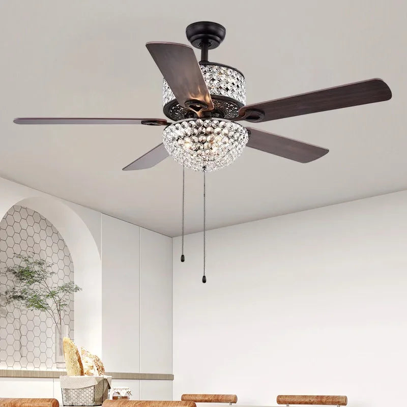 Crystal Ceiling Fan with Remote Control and Lights