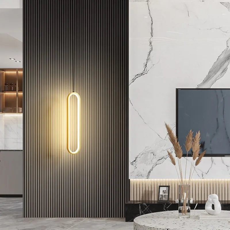 Modern Minimalist LED Pendant Light Chandelier for Bedroom, Restaurant, Living Room - Gold and Black Hanging Fixture