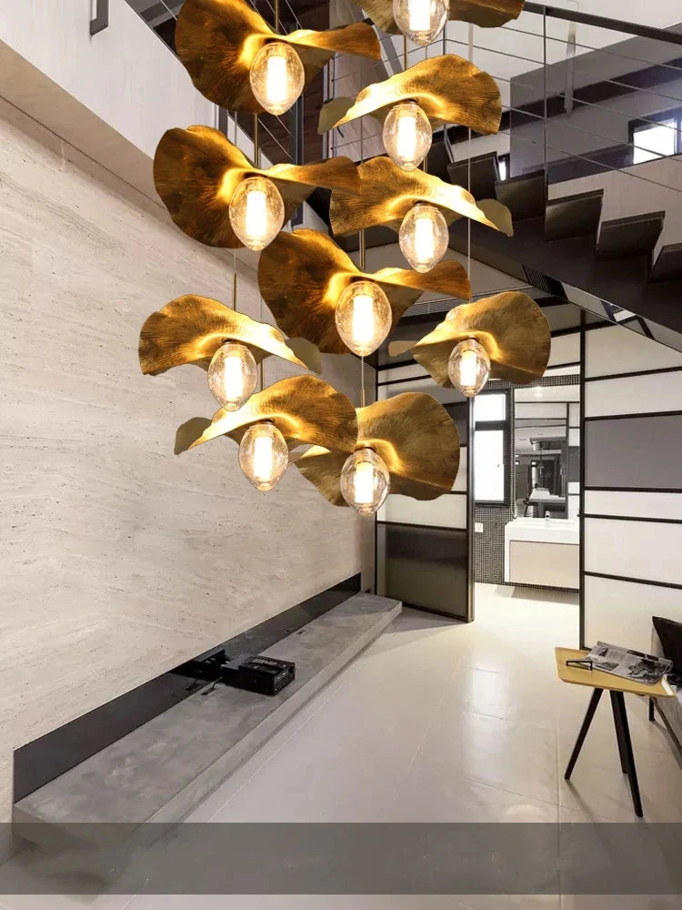 Copper Lotus Leaf Pendant Light