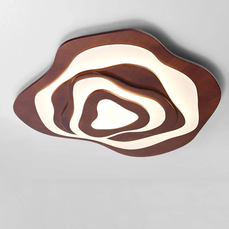 Modern Japanese Irregular Wood LED Ceiling Light