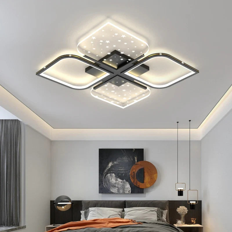 Modern LED Starry Sky Four-Leaf Grass Chandelier