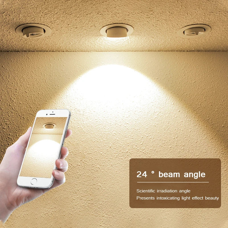 Adjustable 360-Degree LED Recessed Spotlight with Dimmable Brightness