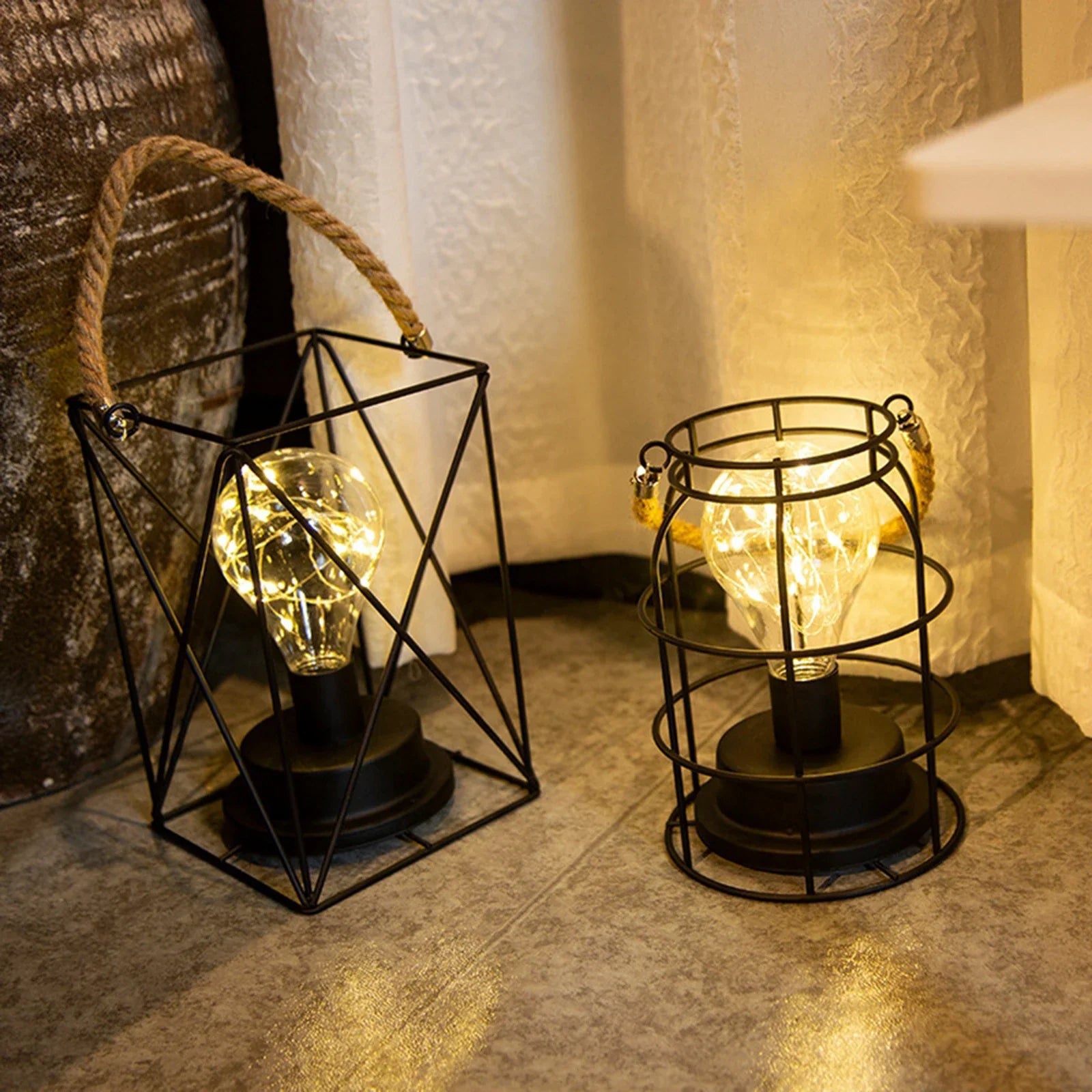 Vintage Wrought Iron Table Lamp for Reading & Night Light