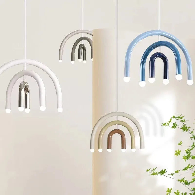 Creative Rainbow LED Metal Pendant Light for Bedroom, Living Room, Restaurant, Café, and Dining Room
