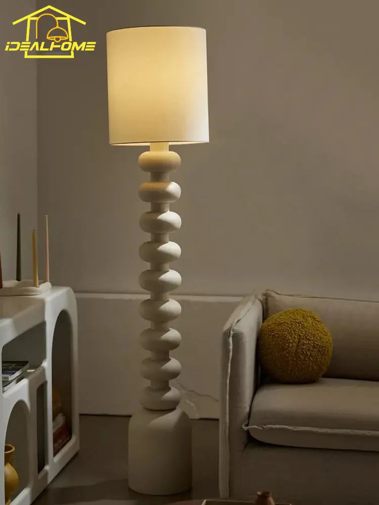 Vintage Wabi-Sabi Resin Floor Lamp for Modern Interiors