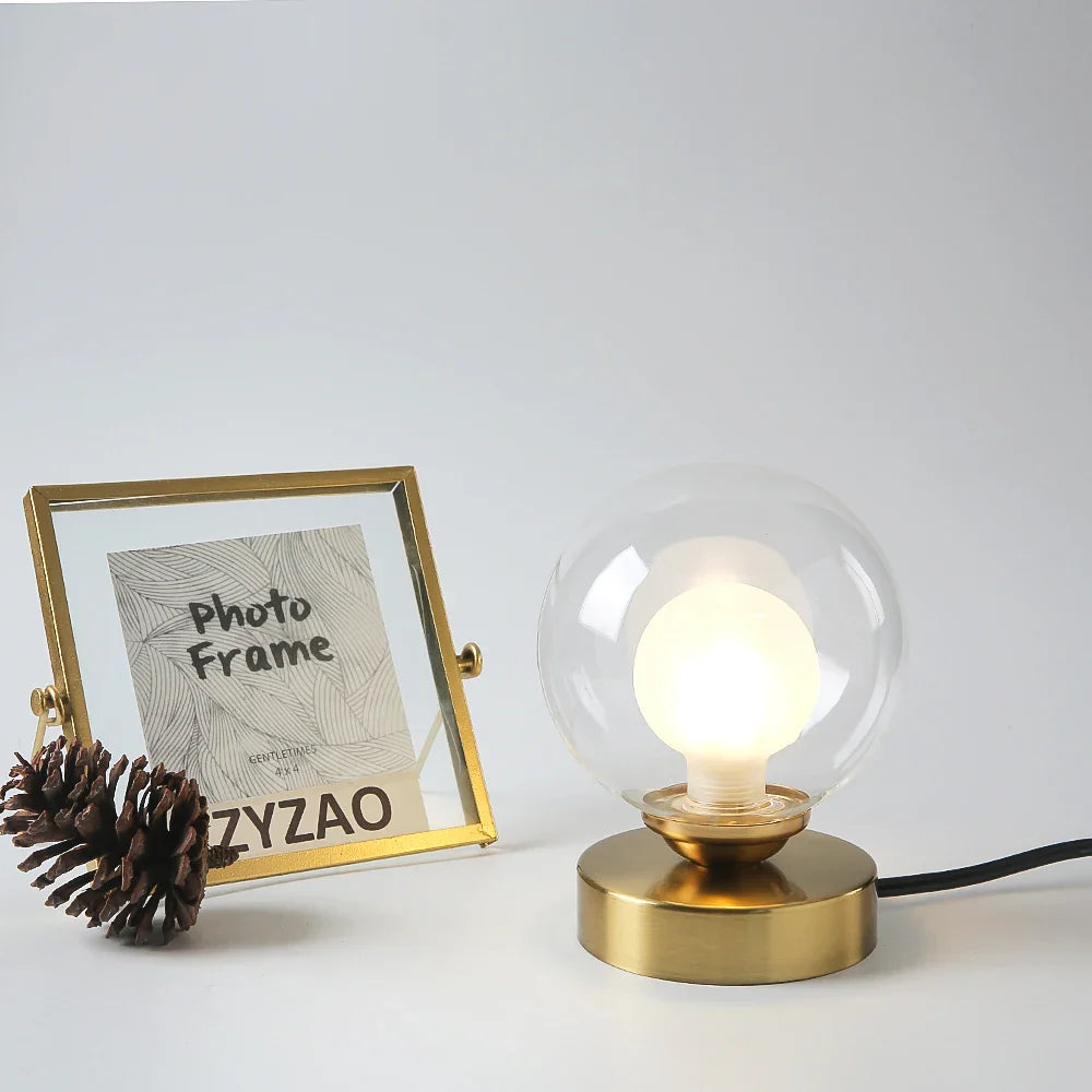 Gold Glass Globe Desk Reading LED Table Lamp