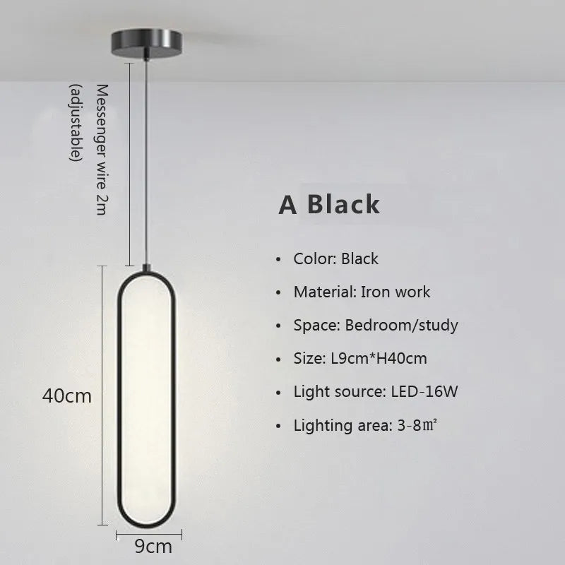 Modern Minimalist LED Pendant Light Chandelier for Bedroom, Restaurant, Living Room - Gold and Black Hanging Fixture
